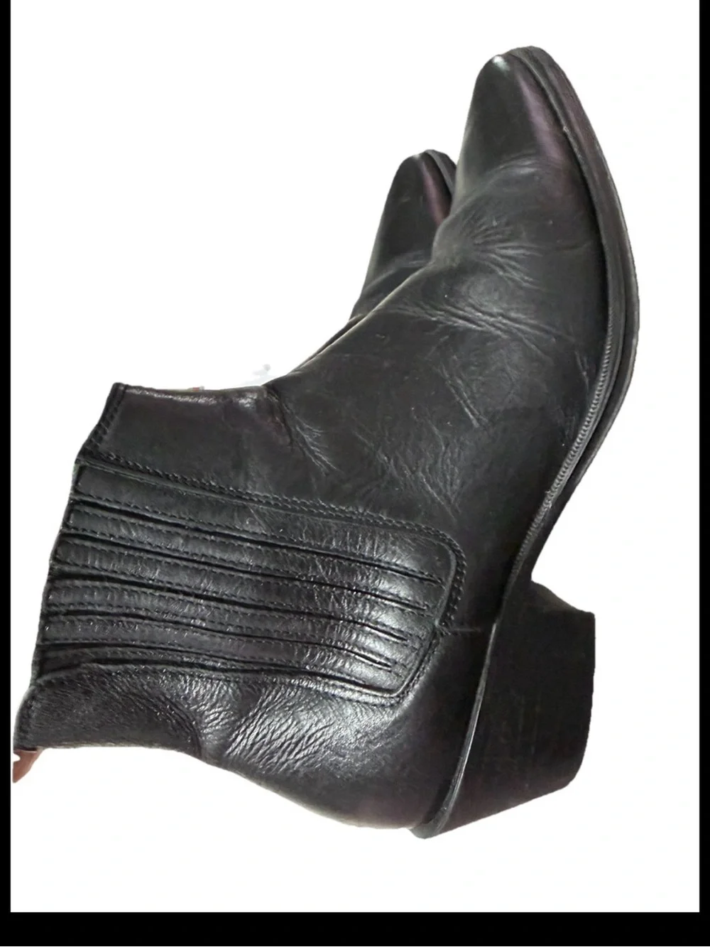 Zara Black Pointed-Toe Feau Leather Ankle Boots EU40 US 9.5 - Picture 2 of 12